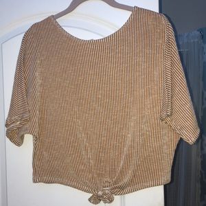 cute crop top mustard orange & white. barely worn.